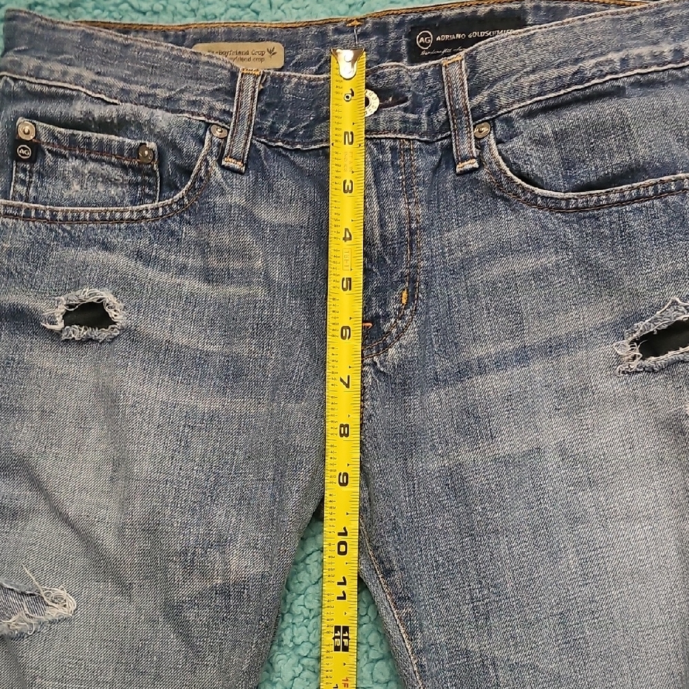 ⚜️2 Pair AG Adriano Goldschmied Distressed Blue Boyfriend Jeans - Picture 10 of 11